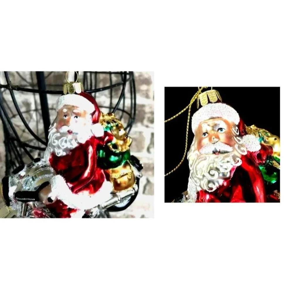 Santa Claus Motorcycle Christmas Ornament New Sleigh Toys North Pole Bike READ